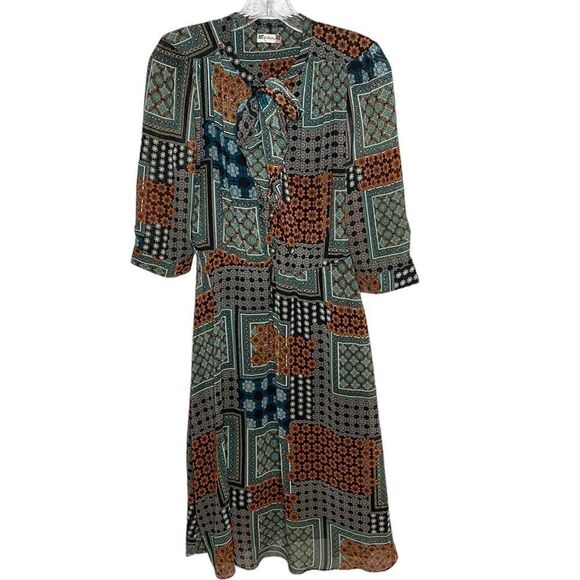 Kut from The kloth Patchwork Quarter Sleeve MIDI Dress. Size 4. - Picture 1 of 10